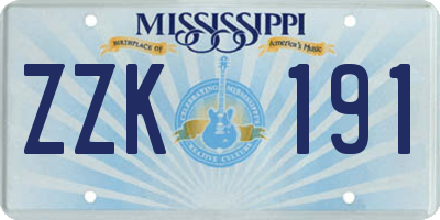 MS license plate ZZK191