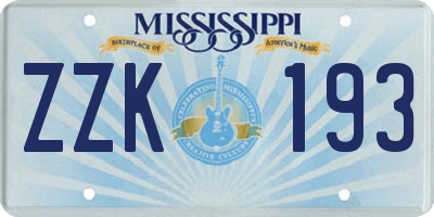 MS license plate ZZK193