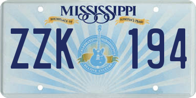 MS license plate ZZK194