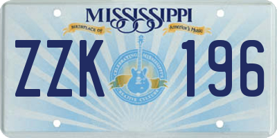 MS license plate ZZK196