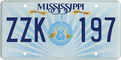 MS license plate ZZK197