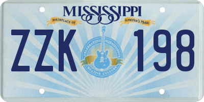 MS license plate ZZK198