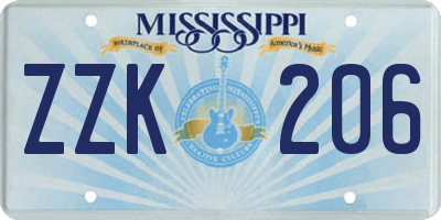 MS license plate ZZK206