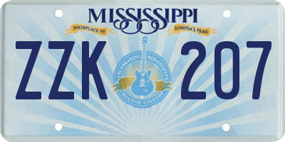MS license plate ZZK207