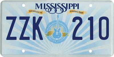 MS license plate ZZK210