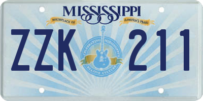 MS license plate ZZK211