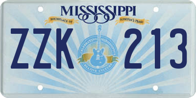 MS license plate ZZK213