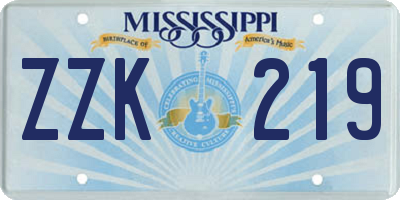 MS license plate ZZK219