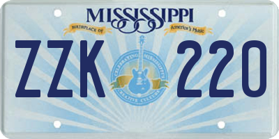 MS license plate ZZK220