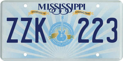MS license plate ZZK223