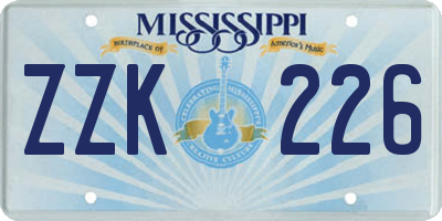 MS license plate ZZK226