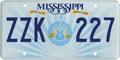 MS license plate ZZK227