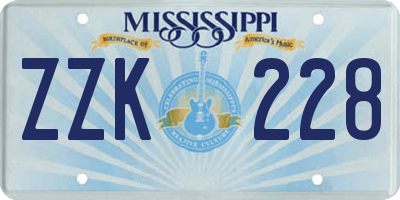 MS license plate ZZK228