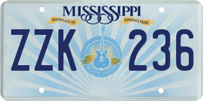 MS license plate ZZK236