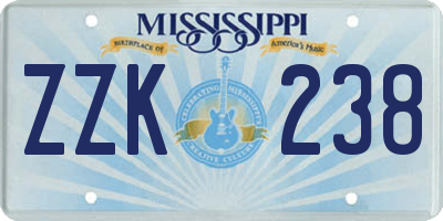 MS license plate ZZK238