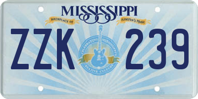MS license plate ZZK239