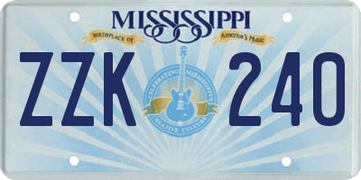 MS license plate ZZK240