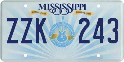 MS license plate ZZK243