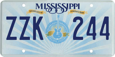 MS license plate ZZK244