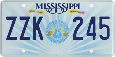 MS license plate ZZK245