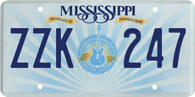 MS license plate ZZK247