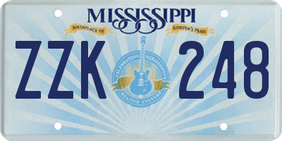 MS license plate ZZK248