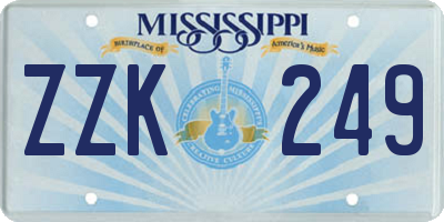 MS license plate ZZK249