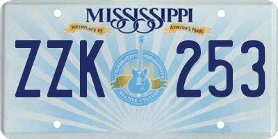 MS license plate ZZK253
