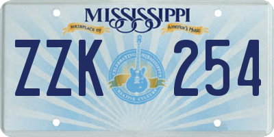 MS license plate ZZK254