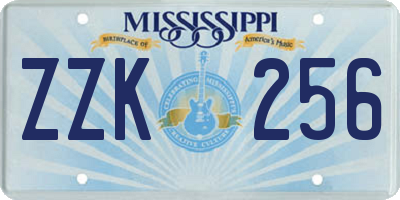 MS license plate ZZK256