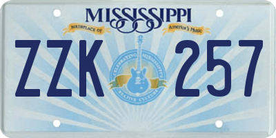 MS license plate ZZK257