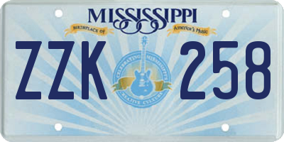 MS license plate ZZK258