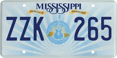 MS license plate ZZK265