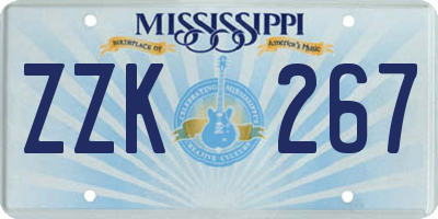 MS license plate ZZK267