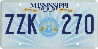 MS license plate ZZK270