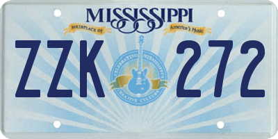 MS license plate ZZK272