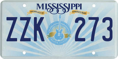 MS license plate ZZK273