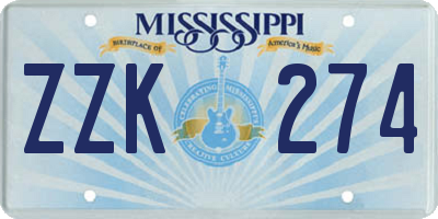 MS license plate ZZK274