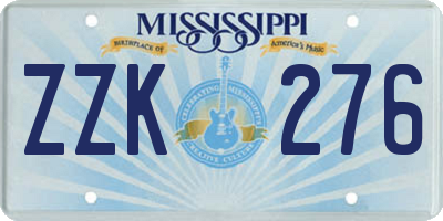 MS license plate ZZK276