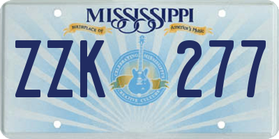 MS license plate ZZK277