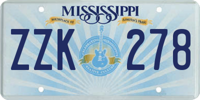 MS license plate ZZK278