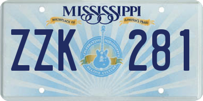 MS license plate ZZK281