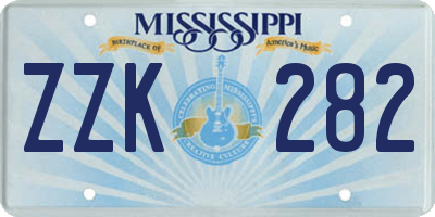 MS license plate ZZK282