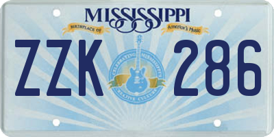 MS license plate ZZK286