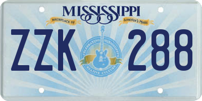 MS license plate ZZK288