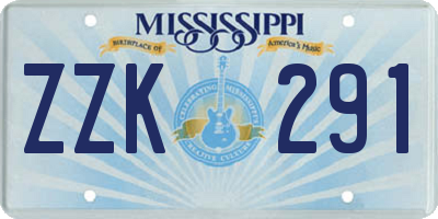 MS license plate ZZK291