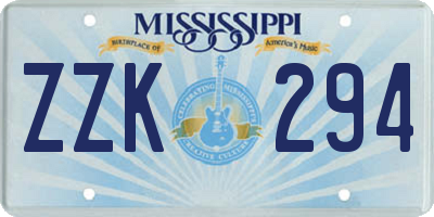 MS license plate ZZK294