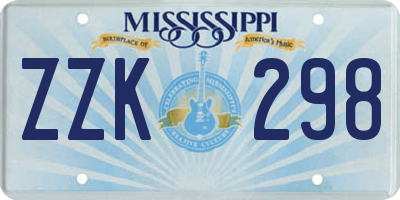MS license plate ZZK298