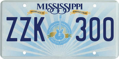 MS license plate ZZK300