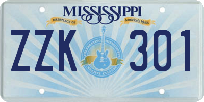 MS license plate ZZK301